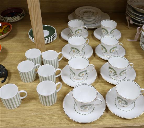 A Susie Cooper 26 piece Assyrian motif tea set and a Susie Cooper 12 piece coffee set, cups decorated with vertical 90cm